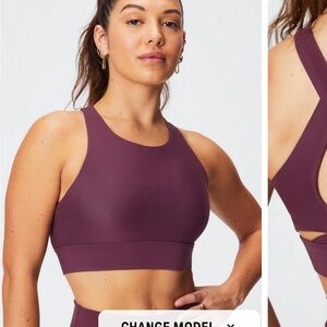 Fabletics‎ Sports Bra Merlot No Bounce High Impact Crossback Womens Size Small